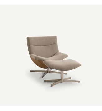 Fauteuil relax pivotant et son repose-pieds Wesley - AM.PM - Beige et moka