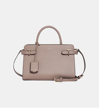 Sac à main moyen modèle Emilie en cuir grainé - Le Tanneur - Gris fossile