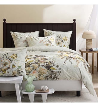 Housse de couette imprimée en satin de coton, MARGARETTA - Designers Guild - Beige