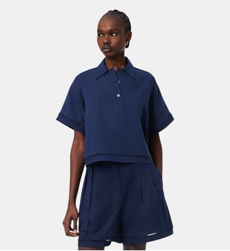 Polo oversize twill fluide - Lacoste - Bleu marine