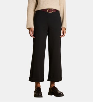 Pantalon droit 7/8ème en milano - La Fée Maraboutée - Noir