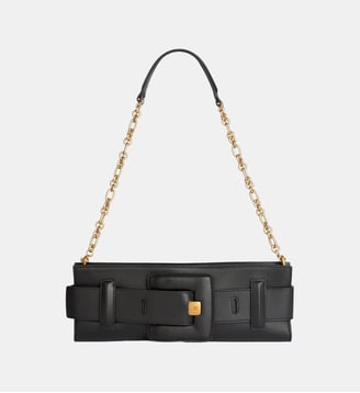 Pochette Anthem en cuir lisse - Balmain - Noir