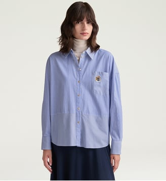 Chemisier clare en popeline rayée - Momonì - Bleu clair