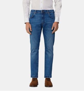 Jean Coupe Slim Powerflex Délavage Léger - Hackett London - Bleu