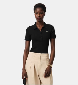Polo L.12.D slim fit coton côtelé - Lacoste - Noir