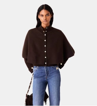 Cardigan effet cape - Maje - Marron foncé