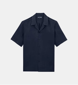 Chemise sans manches en lin unie - Vilebrequin - Bleu marine