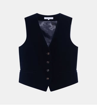 Gilet de tailleur en velours ras - JAE - Gerard Darel - Marine