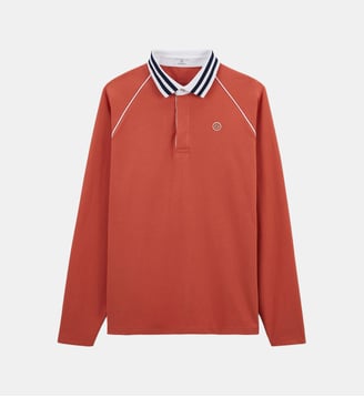 Maillot de rugby manches raglan en coton - Serge Blanco - Rouille