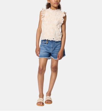 T-shirt broderies florales - Chloe Kids - Perfectly pale