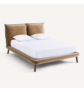 Lit en velours, 2 places - AM.PM - Noir marron