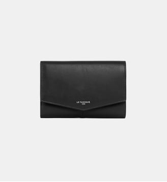 Portefeuille moyen modèle Charlotte en cuir lisse - Le Tanneur - Noir et argent
