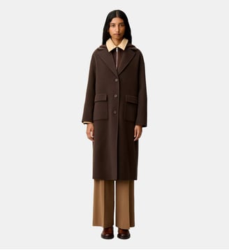 Manteau long laine col tailleur - Claudie Pierlot - Marron