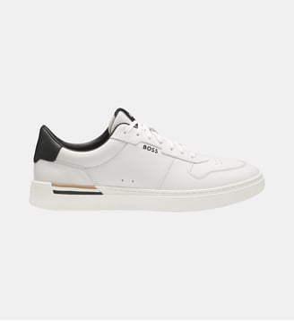 Baskets basses modèle Clint en cuir - BOSS - Blanc