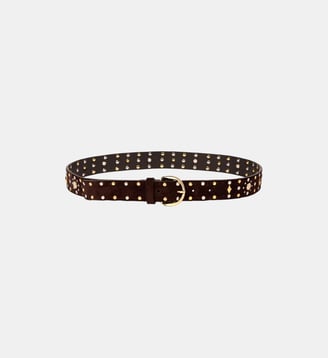 Ceinture en suède à rivets - Sandro - Marron
