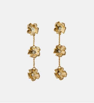 Boucles d'oreilles pendantes ornement fleur Maje