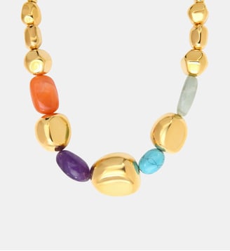 Collier réglable   doré à l'or fin - Loulou - Satellite - Multicolore