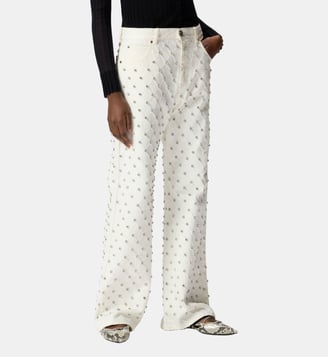 Jean wide leg à motif losanges et strass Pinko