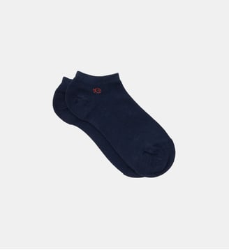 Socquettes en coton peigné unies - Billybelt - Bleu foncé