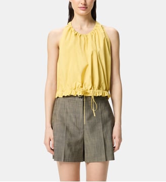 Top ample sans manches en popeline - Pinko - Jaune soufré