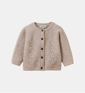 Cardigan en laine mérinos Bébé - Cyrillus - Écru chiné