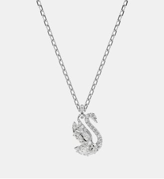 Pendentif Swan, Cygne, Métal rhodié - Swarovski - White et rrhodium plated