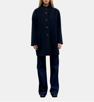Manteau droit en laine et angora - AGNA - Gerard Darel - Marine