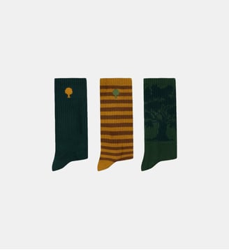 Chaussettes x3 hauteur mi-mollet - Faguo - Kaki et camel