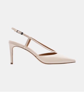 Neya - Slingback En Cuir Nappa Verni Souple Rouge - Parallèle - Noir