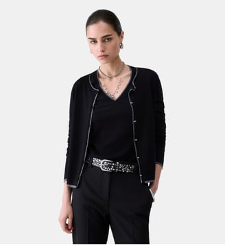 Cardigan avec profili Lurex® - Liu Jo - Noir