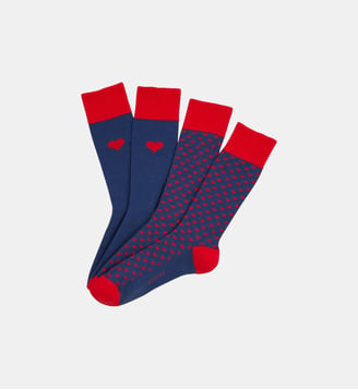 Pack 2 chaussettes en coton - Saint Valentin - Arthur - Marine