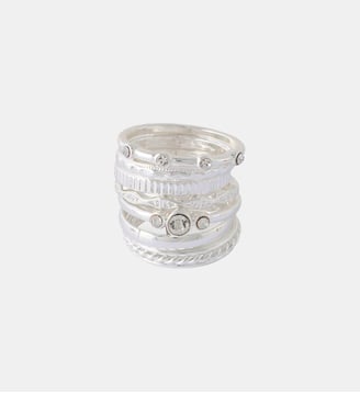 Set x7 bagues argentées avec strass - Balaboosté - Argenté