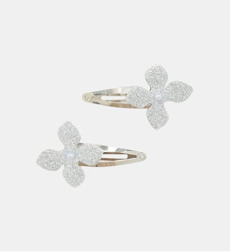Barrette - Argent métal fleurs paillettes - Tartine Et Chocolat - Gris