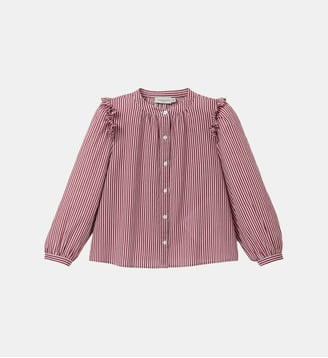 Chemise rayée volantée Fille - Cyrillus - Rayure cerise