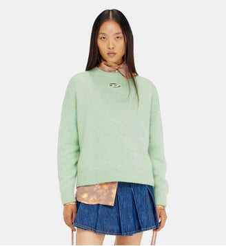 Pull en laine et mélange d'alpaga - Diesel - Vert d'eau