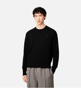 Pull Col Rond Ami De Coeur En Laine - AMI Paris - Noir
