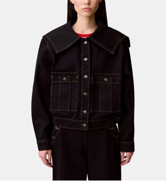Veste jean col vareuse denim noir - Claudie Pierlot - Noir