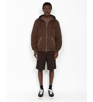 Blouson worker canvas à capuche - Schott - Café