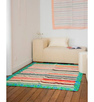Tapis aux grosses rayures  Olivier N°117- Produit chiné - Debongout - Multicolore