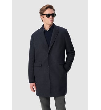 Manteau lainage motif prince-de-galles - Ikks - Gris foncé