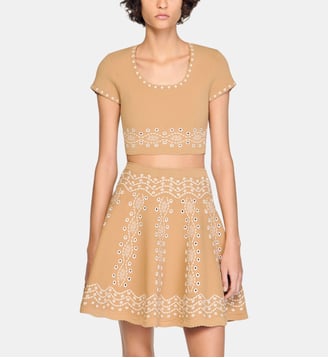 Pull à broderie contrastée - Sandro - Beige