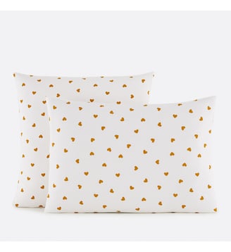 Taie d'oreiller 50% coton recyclé - La Redoute Interieurs - Blanc et caramel