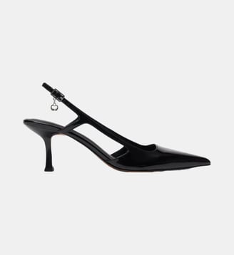 Escarpins slingback en cuir vernis Maje
