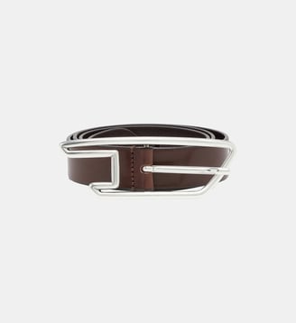 Ceinture en cuir de 3 cm avec boucle à logo D - Diesel - Marron