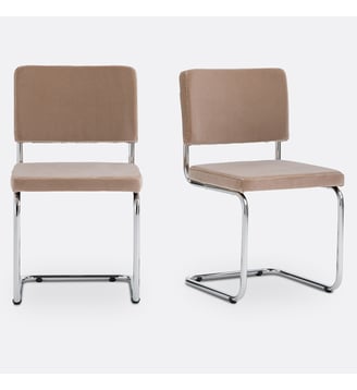 Lot de 2 chaises cantilever en velours La Redoute Interieurs