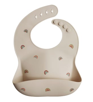 Bavoir à poche en silicone - Mushie - Écru