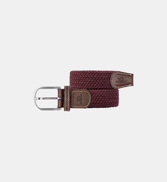 Ceinture tressée élastique unie - Billybelt - Lie de vin