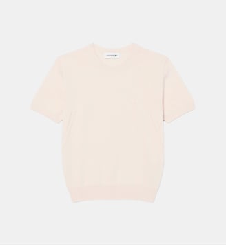 Pull manches courtes maille 3D - Lacoste - Rose