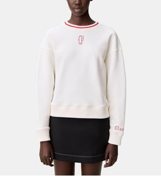 Sweatshirt maille avec broderie CP - Claudie Pierlot - Écru