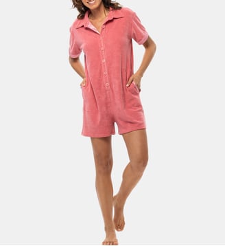 Combi short en bouclette éponge GELATO 200 - Lingerie Le Chat - Rose